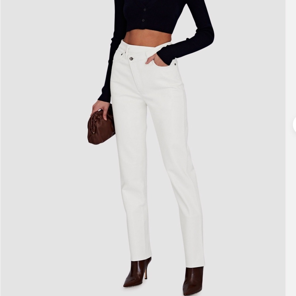 AGOLDE Crisscross White Leather Pants